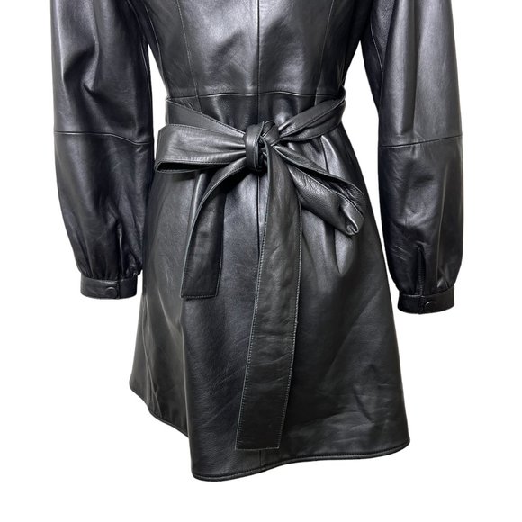 Maje Rosetola Long Sleeve Leather Wrap Dress Black Size 1 - Picture 11 of 17